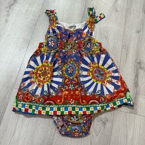 Dolce & Gabbana Multicolor Baby Dress with onesie inside